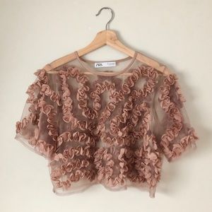 Zara floral detail blouse